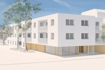 Visualisierung eines Wohnprojekts in der Aspernstraße 134 mit weißer Fassade
