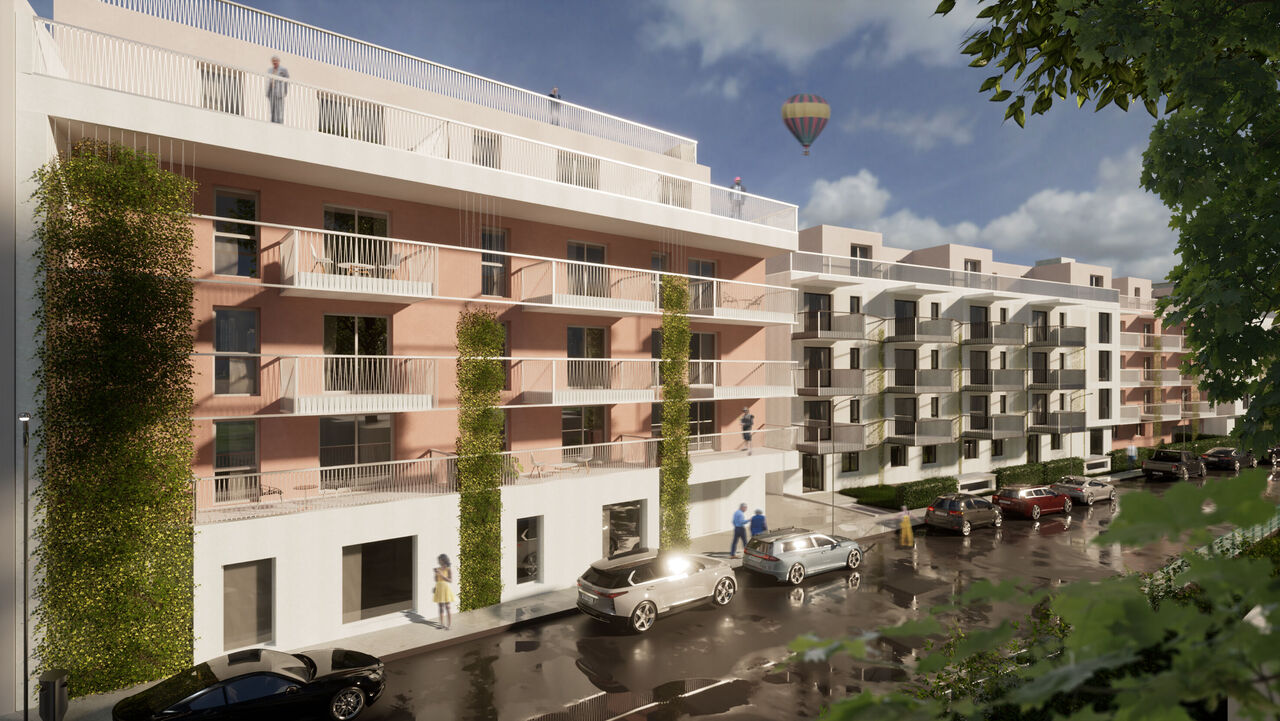 Visualisierung der Straßenansicht eines Wohnprojekts im 23. Bezirk in der Mackgasse 7-13