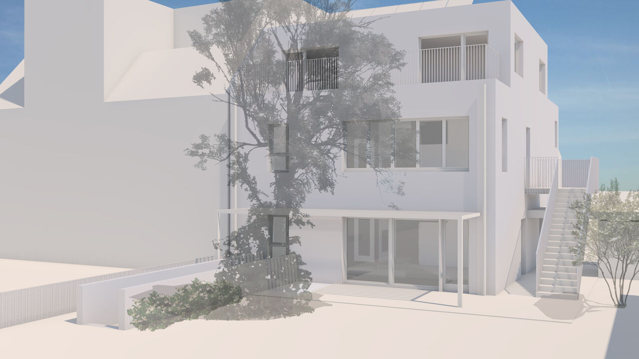 Visualisierung eines Wohnprojekts in der Aspernstraße 134 mit weißer Fassade